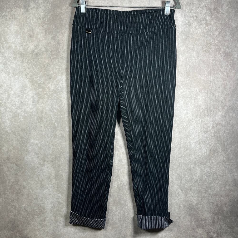 Lisette L Pants Women 8 Black Cuffed Straight Leg Mid Rise Pull On Career Office